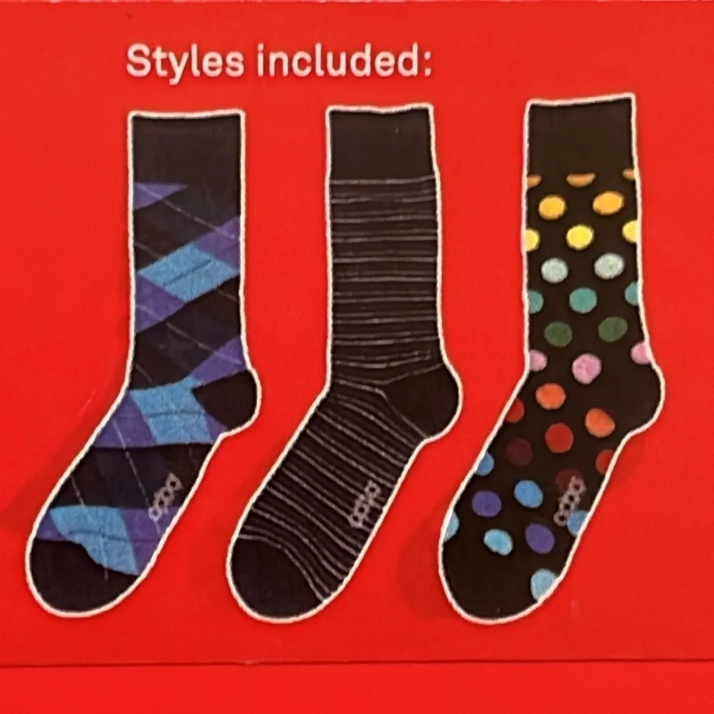 Brand New Men’s Dress Socks Colorful Argyle Patterned Cotton 3 Pack Gift Box